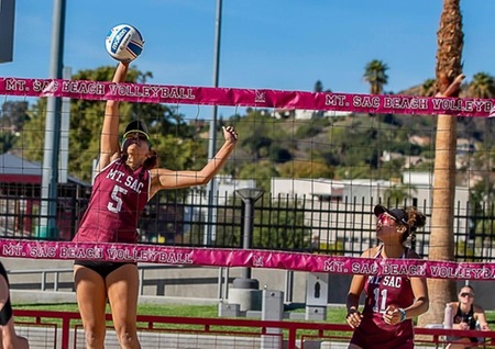 Mt. San Antonio College in beach volleyball action.