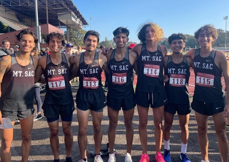 Matthew Donis (114) leads Mt. SAC men's cross country.