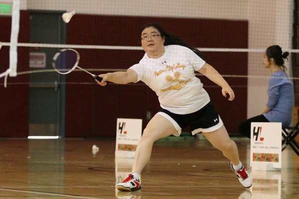 State Singles badminton runner-up Xiaoming Yao of Pasadena City College.