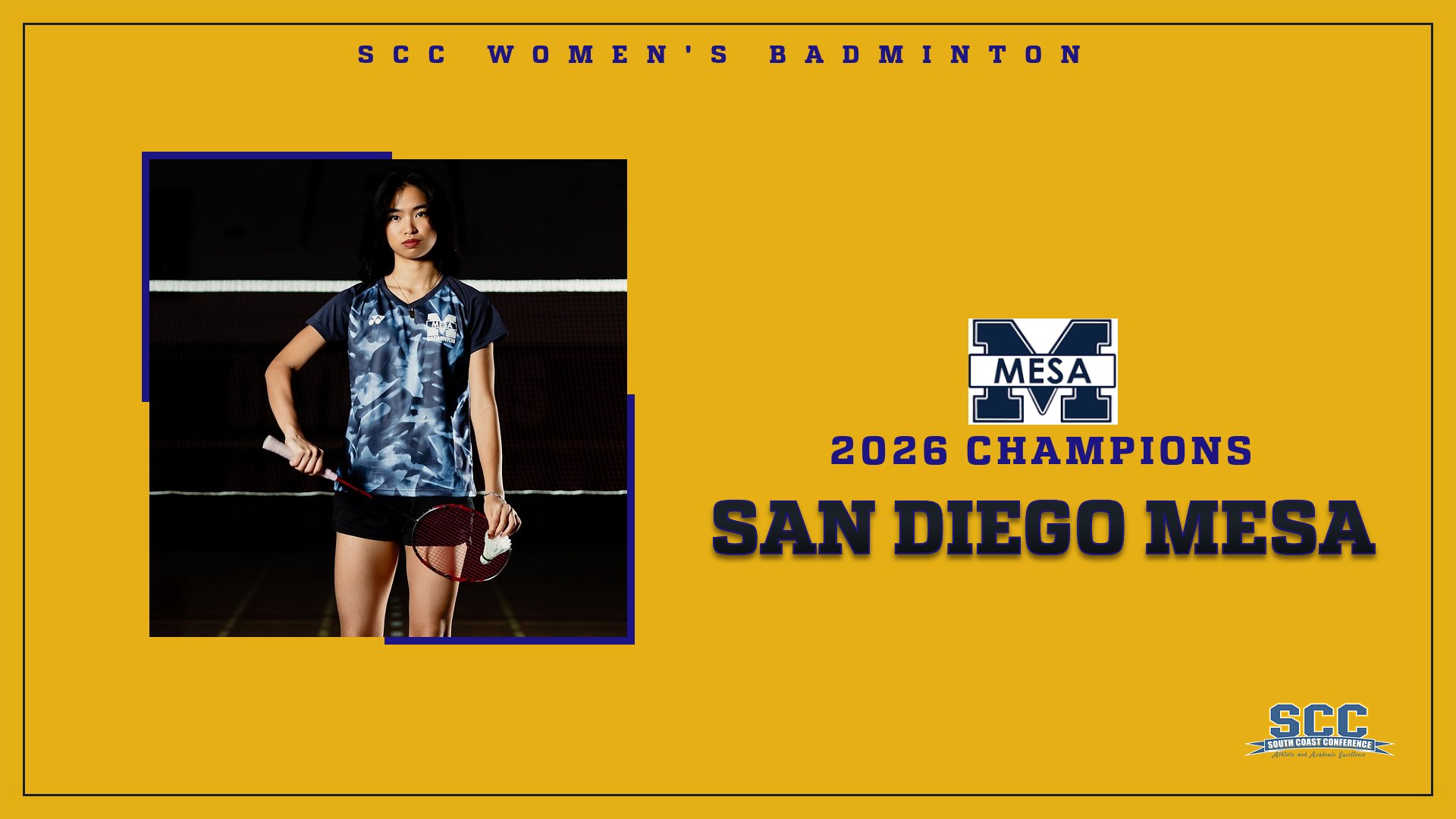 San Diego Mesa Ends PCC's 3-Year Run, Wins 1st SCC Women's Badminton Title