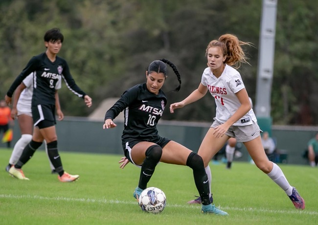 Mt. SAC's Karissa Vela in action during the team's SCC Tournament win over Long Beach at El Camino College.